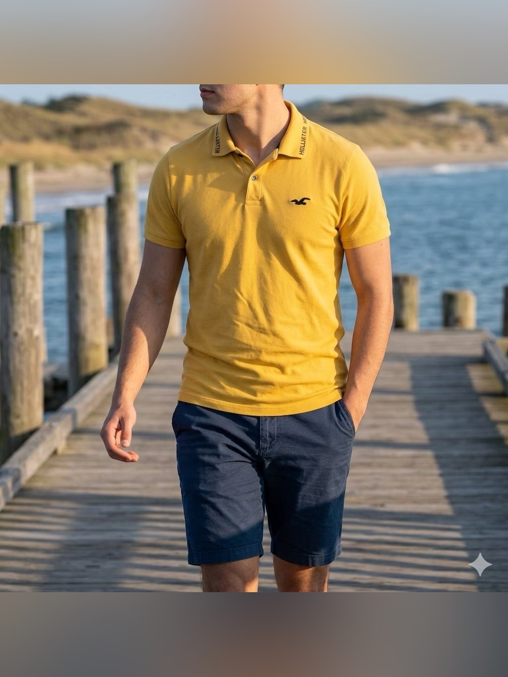Hollister Men's Yellow Advanced Stretch Polo Sz M